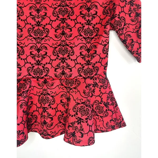 Ultraflirt Red Black Damask Peplum Top Women's Size M‎ Y2K Pinup Whimsigoth - Image 11