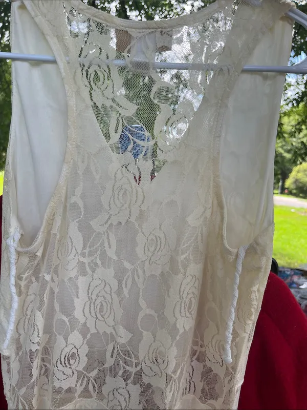 Lace Maxi Dress - Ivory White V-Neck - Image 5