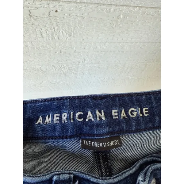 American‎ Eagle Midi Jean Shorts Button Fly Cuffed Raw Hem Size 2 - Image 5