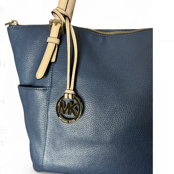 Michael Kors Deep Blue Saffiano Leather Over Shoulder Handbag with Gold Hardware - Image 3