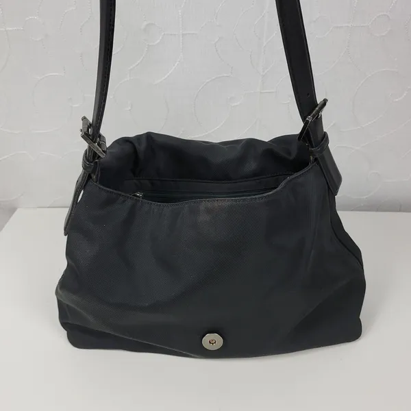 Vintage Coach Mercer 7424 Women Shoulder Bag Black Nylon Leather Twill Flap - Image 10