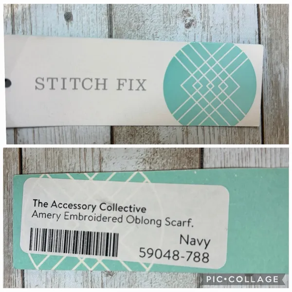 NWT Stitch Fix Accessory Collective Amery Scarf Navy Embroidered Paisley Boho - Image 6
