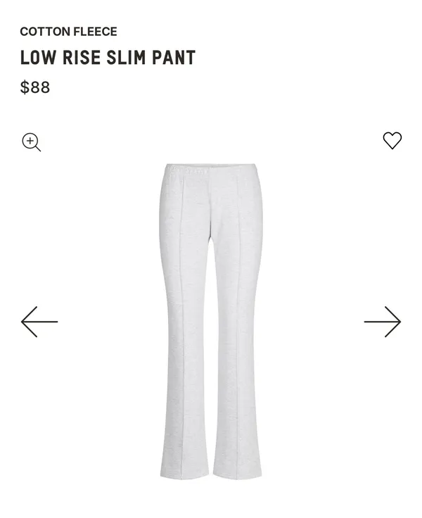 SKIMS Cotton Fleece Low Rise Slim Pant - Image 3