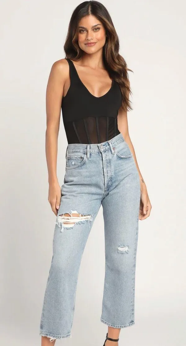 Lulus Black Mesh Bodysuit - Image 2