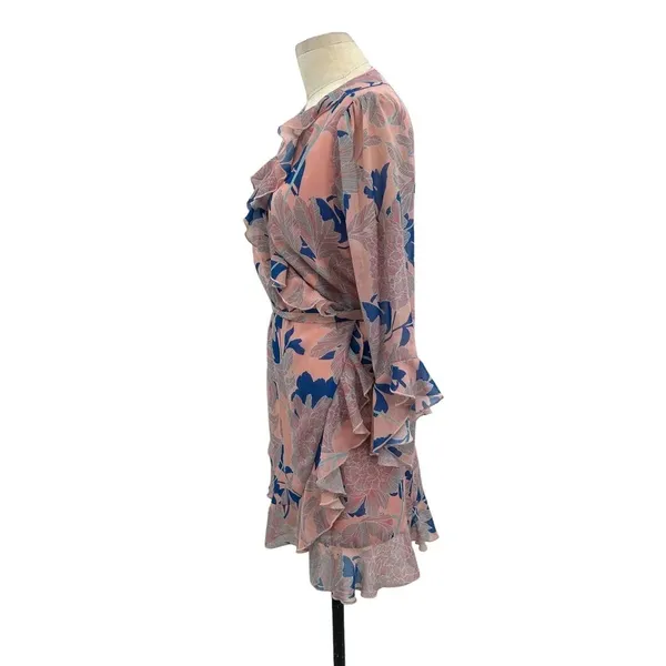 Red Carter Tessa Floral-Print Wrap Dress Pink Blue‎ Size Large - Image 6