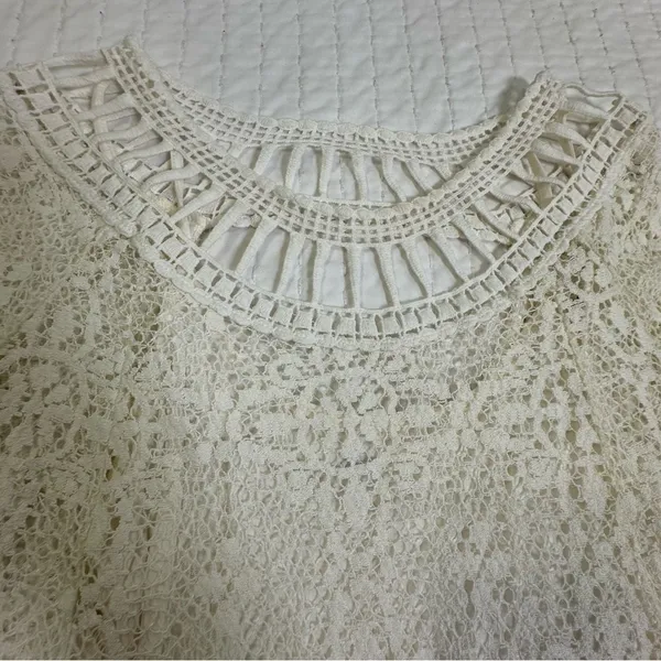 Free People Holy Mountain Mini Floral Crochet Dress Ivory Cottagecore Coquette - Image 12