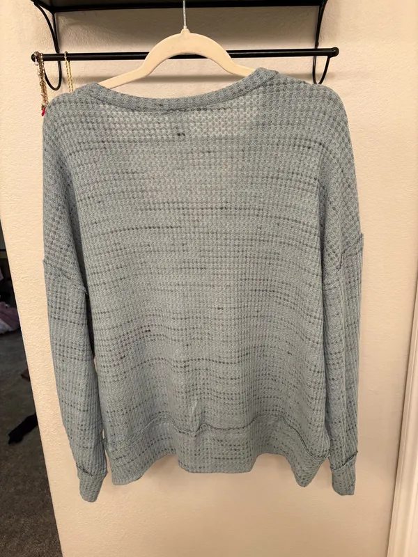 Free People Top Waffle Knit Long Sleeve - Image 3