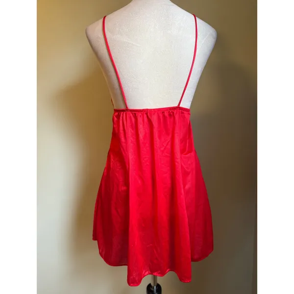 Tres Chic Red Lace Med Babydoll Chemise Nightie Lingerie top vintage sexy glam‎ - Image 3