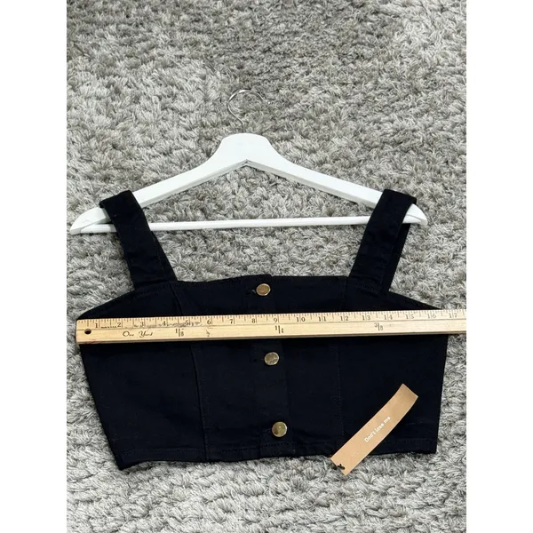 Reformation Chrissy Denim Crop Top Black Women’s Size 8 Button Front Tank NWT - Image 9