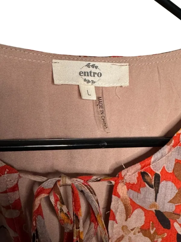 Entro Orange Gray Floral Shift Dress Size L - Image 3