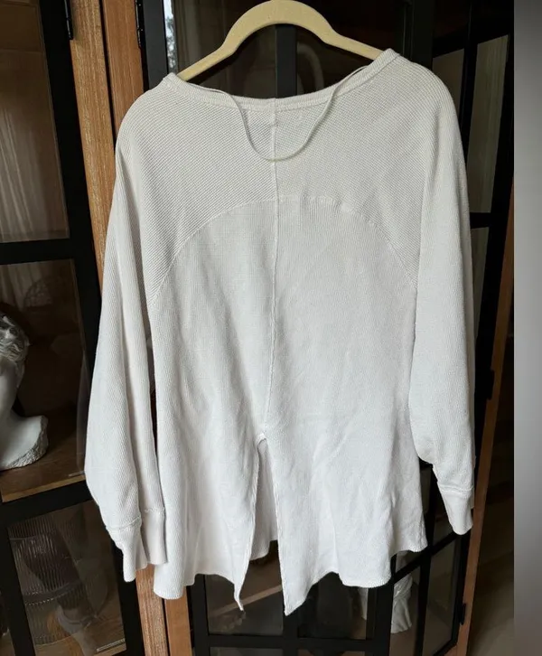 Free People waffle knit oversized top tunic sweater textured loose thermal boat - Image 4