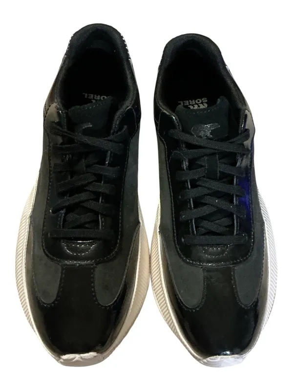 SOREL ONA BLVD Classic Waterproof Sneakers Black Suede Patent Women's 10.5 - Image 2