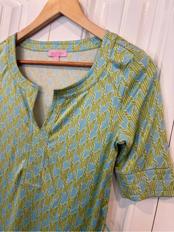 Lilly Pulitzer blue and green silk dress size 2 - Image 3