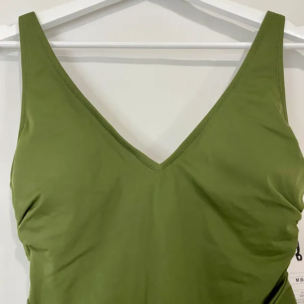Shade & Shore Women’s One Piece Side Tie Swimsuit Green Size Medium NWT FLAW - Image 2