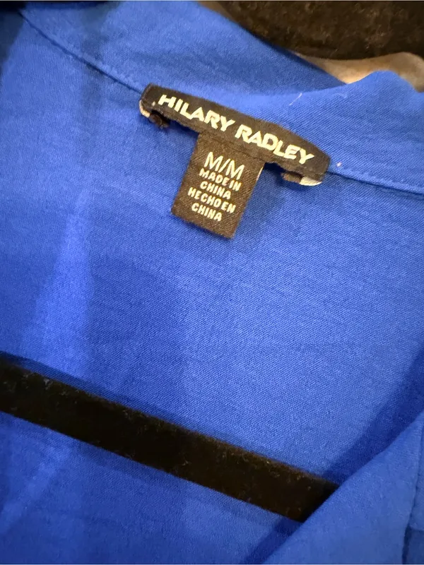NWOT Hilary Radley Size M Blue Short Sleeve Collared V Neck Tunic Blouse Top - Image 9