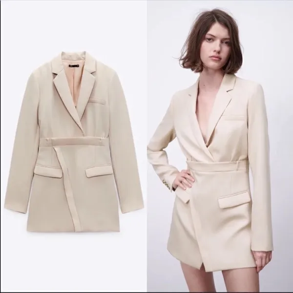 Zara Cream Blazer Mini Dress - Image 3