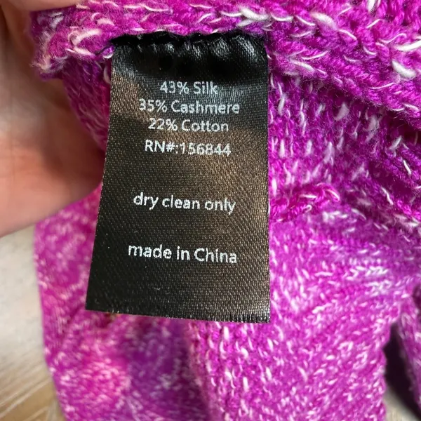 Le Superbe Silk Cashmere Beaded Pocket‎ Cardigan Sweater Fuchsia Space Dye Small - Image 8
