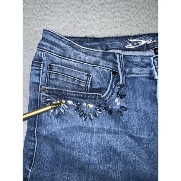 Seven7 Jeans Women 12‎ Mid Rise Skinny Studded Dark Wash Denim Pants Y2K Boho - Image 8