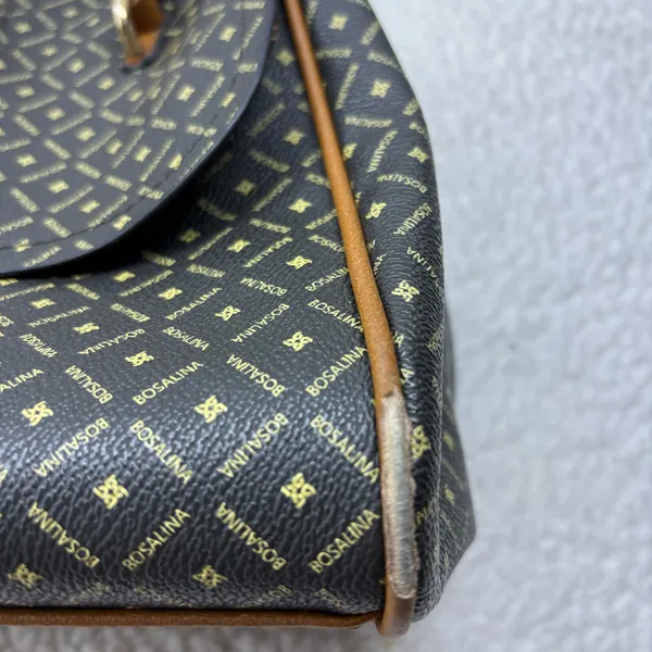 Bosalina y2k monogram bowler satchel bag Black/Tan classic print preppy casual - Image 15