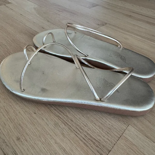 Ancient Greek Sandals Kansiz Metallic Toe-Loop Sandals 37 Platinum - Image 5