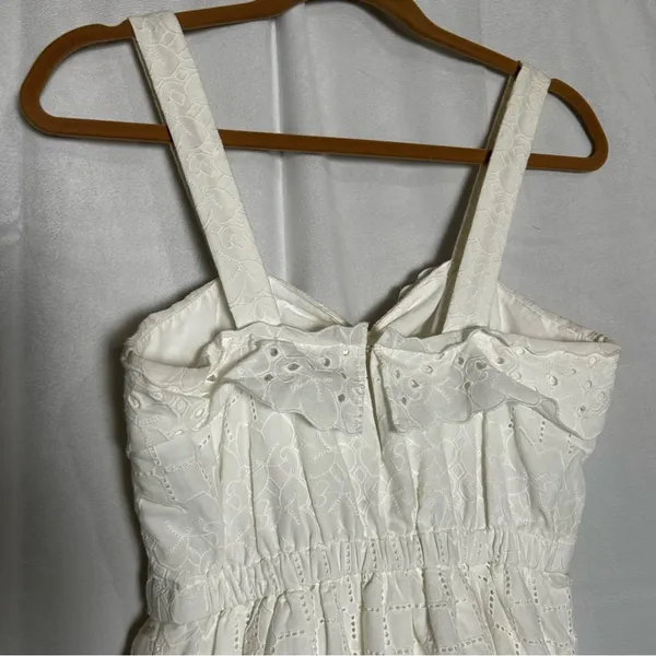 Madewell White Lace Trim Eyelet Midi Dress Sweetheart Neckline 100%‎ Cotton 2 - Image 5