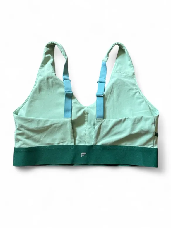 Fabletics All Day Everyday Sports Bra Womens Mint & Dark Green V-Neck Sports Bra - Image 5
