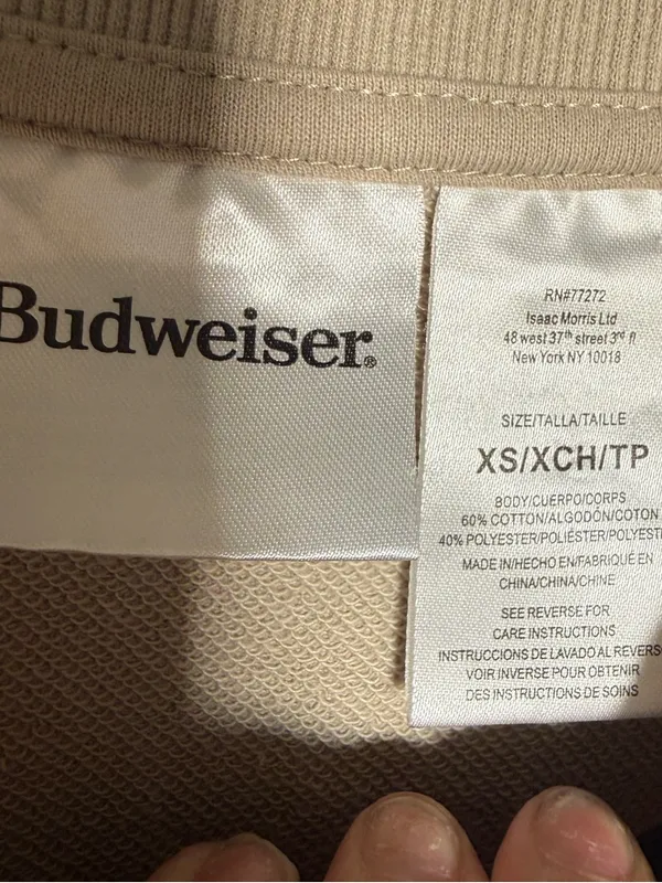 Budweiser Women's Tan Graphic Crewneck Sweatshirt XS - Image 3