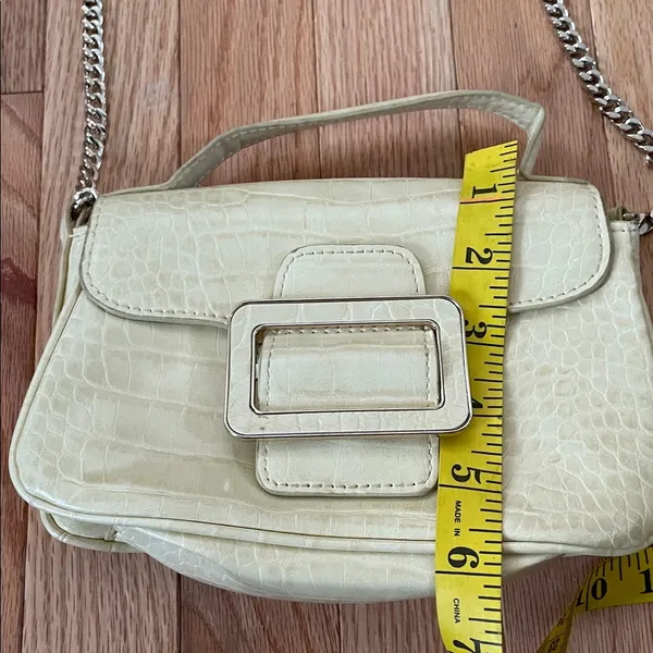 Zara Yellow Cream Mini Shoulder Bag Womens Croc Embossed Minimalist - Image 5