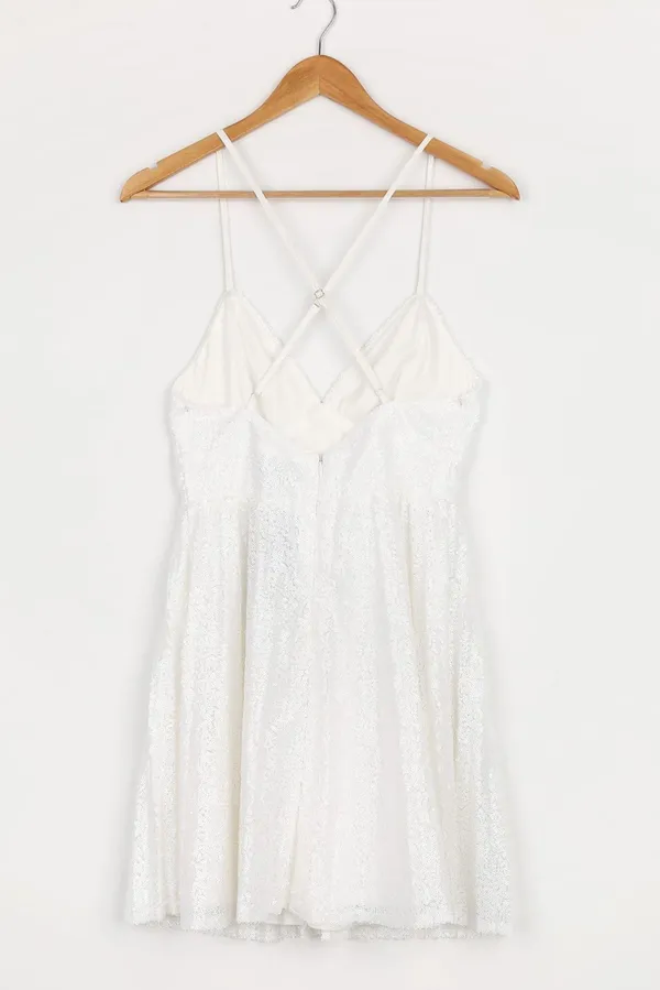 NWT Lulu’s Vision of Elegance White Sequin Pleated Mini Dress - Image 5