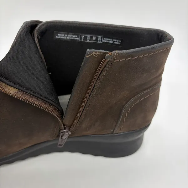Clarks Cloudsteppers Womens 7.5 Caddell Rush Ankle Bootie Dark Brown Side Zip - Image 9