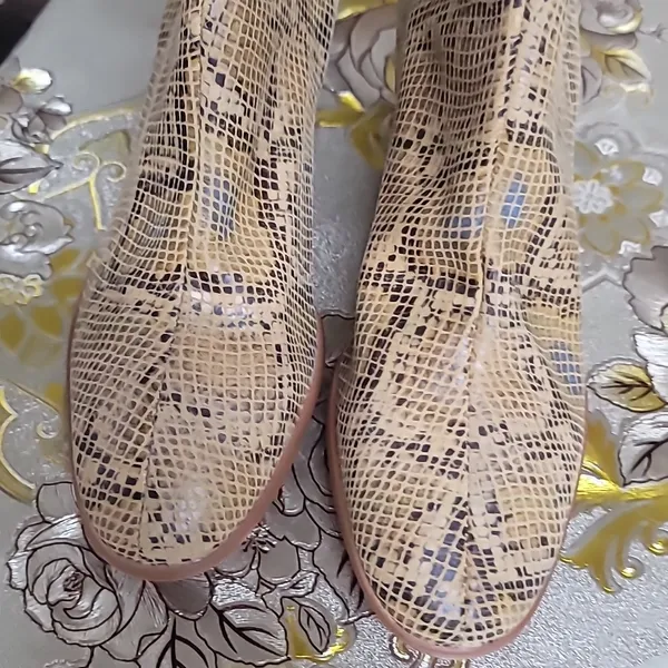 New Anthropologie Snake Print Ankle Heel Booties - Image 3