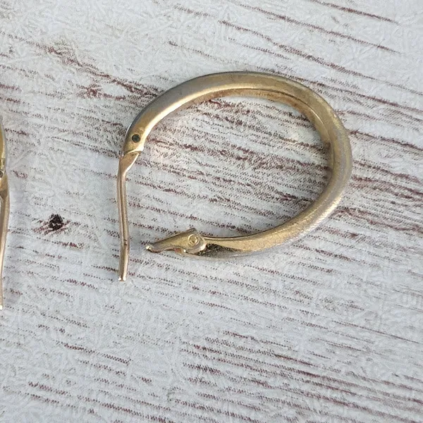 Vintage Earrings For Pierced Ears - Dainty Dull Gold Tone Elongated Hoops - Image 7