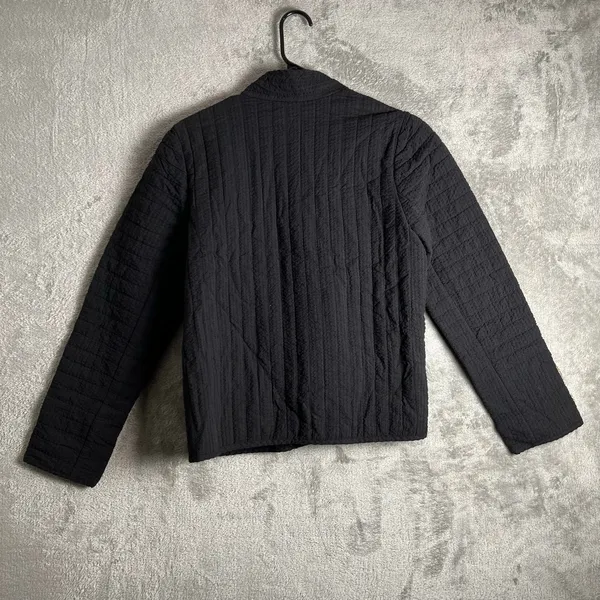 J. Jill Black‎ Quilted Seersucker Jacket Embroidered Trim Pockets Boho Chic XS - Image 4