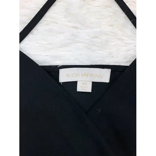 Nicki Minaj Black Spaghetti Strap Draped Flowy Crop Top Size XS‎ - Image 5