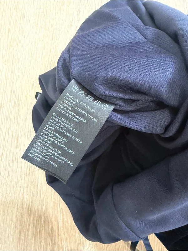 Bardot Navy Blue Velvet Midi Dress, Open Back Evening Dress with High Slit XS - Image 12