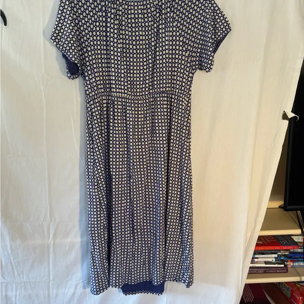 GAP Navy and White Dot Empire-Waist Midi Dress - Image 3
