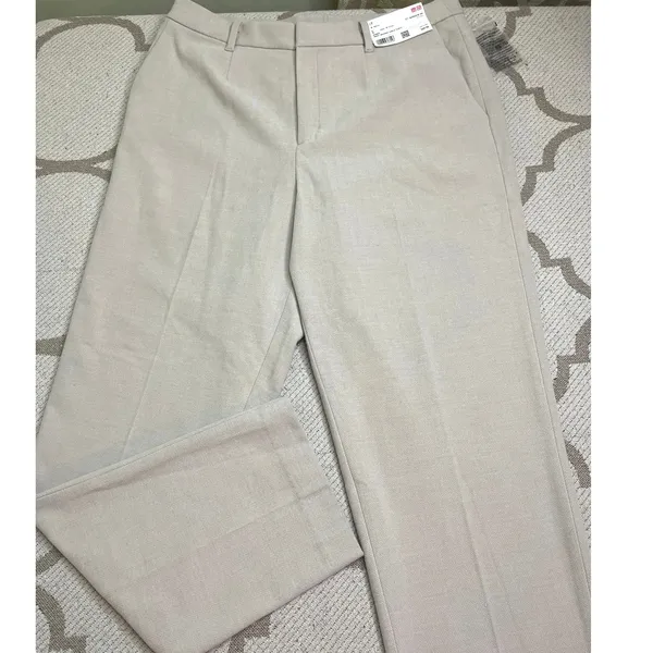NWT Uniqlo Smart Brushed Herringbone Ankle Trousers Natural Size 30, MSRP $50 - Image 3