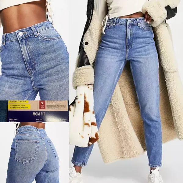Esmara vintage inspired 90s mom-jean inspo fashion jeans in mid blue size 34 - Image 2