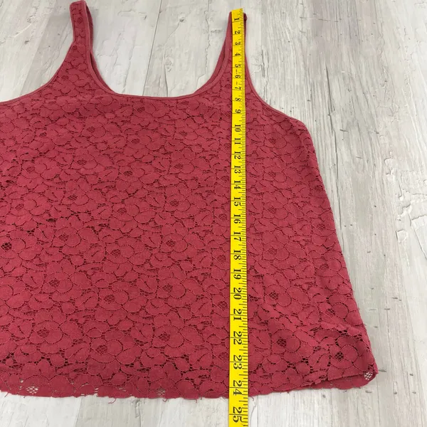 American Eagle Pink Floral Lace Tank Top L Boho Romantic Back Zip Festival Y2K - Image 9