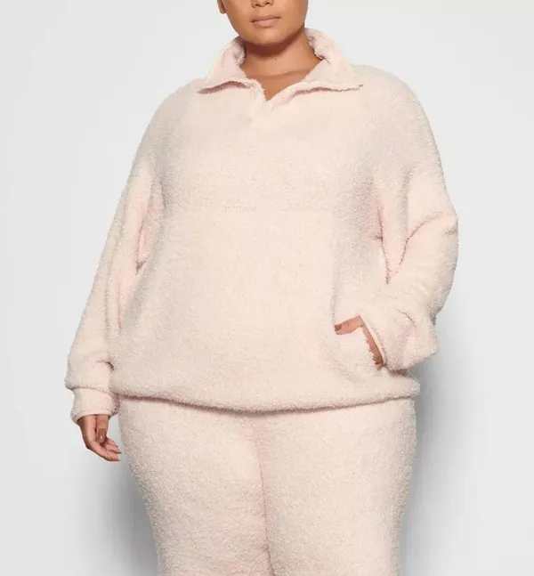 skims cozy knit fuzzy comfy light pink pullover sweater - Image 7