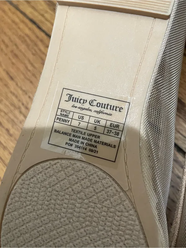 Juicy Couture Penny Rhinestone Mesh Ballet Flats Sheer Beige Womens Size 7 Y2K - Image 10