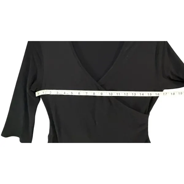 Garnet Hill Brianna Faux Wrap Knit‎ Dress Womens Size M Black Surplice Feminine - Image 7