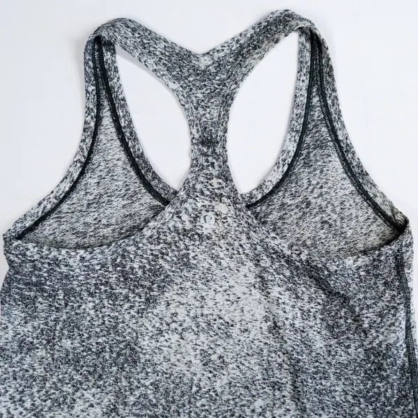 Lululemon Cool Racerback II Tank Women Size 4 Luon‎ Spray Jacquard White Black - Image 3