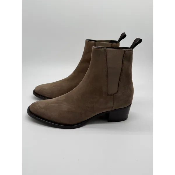 New Ann Mashburn Ankle Boots Womens 37 Taupe Suede Italian Chelsea Ankle Boot - Image 8