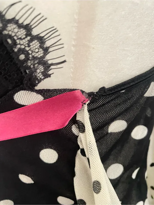 Victoria’s Secret Sexy Little Things Y2K Mesh Polka Dot Lace Babydoll Tank Top - Image 5