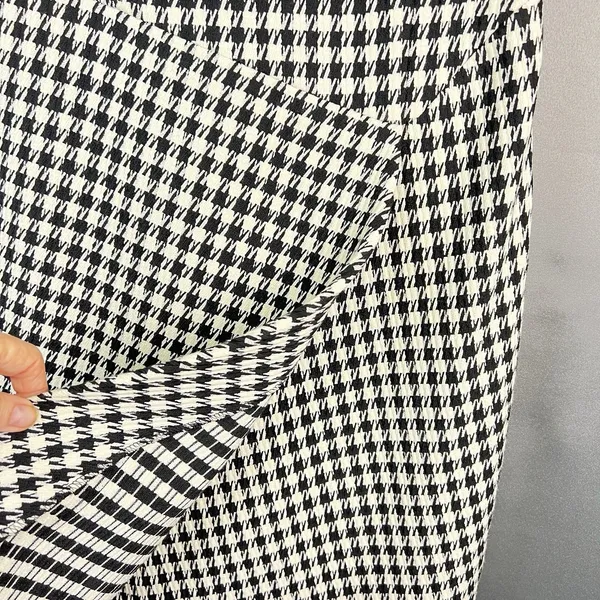 Lauren Ralph Lauren Houndstooth Faux Wrap Dress 4 Black White leather trim - Image 5