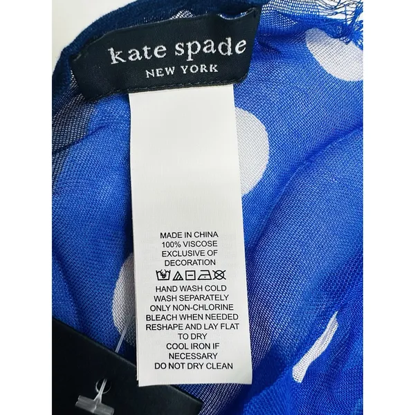 Kate Spade New York Blue W/white Dot Oblong Scarf‎ Designer Feminine NWT - Image 5