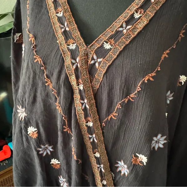 Idyllwind Fueled by Miranda Lambert Black Embroidered Dolman Sleeve Peasant Top - Image 3