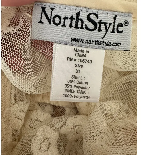 NorthStyle Women XL Ivory Sheer Mesh Lace Tunic Top Boho Romantic Fairy Ethereal - Image 6
