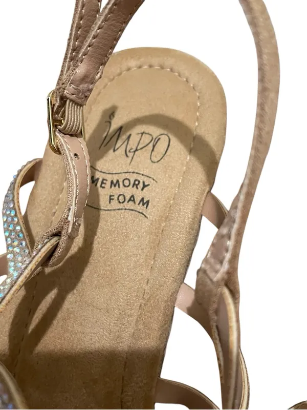 Impo Orleans Raffia Platform Wedge Sandals Taupe Rhinestone Women’s Size 9 - Image 5